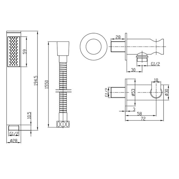 Crosswater Crossbox Push Shower Set 3 with Handset & Bath Filler