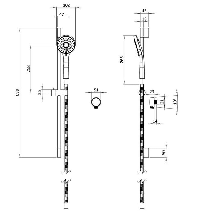 Crosswater Crossbox Push Shower Set 2 with Fixed Head & Handset