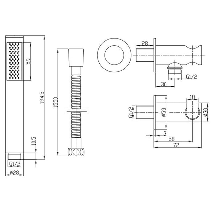 Crosswater Crossbox Push Shower Set 6 with Fixed Head & Handset