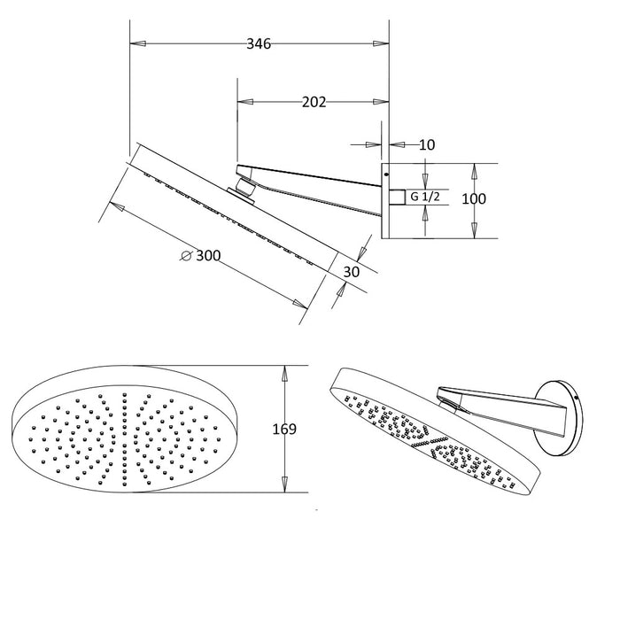 Crosswater Crossbox Push Shower Set 6 with Fixed Head & Handset
