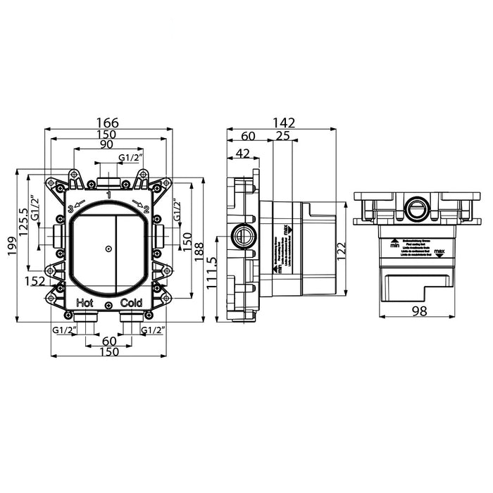 Crosswater Crossbox Push 3 Outlet Shower Set 9