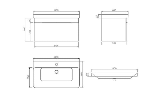 Sonas Vagar 1 Drawer Wall Hung Vanity Unit With Basin