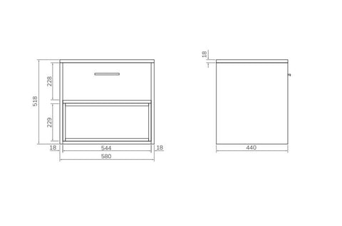 Sonas Malmo 1 Drawer Wall Hung Vanity Unit With Countertop