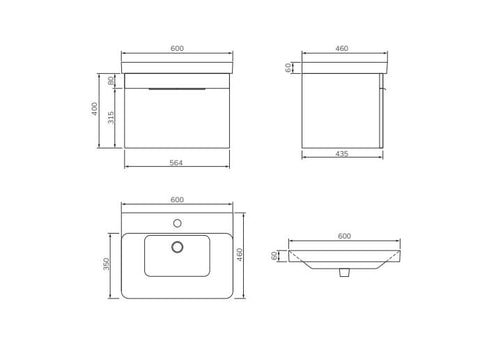 Sonas Vagar 1 Drawer Wall Hung Vanity Unit With Basin