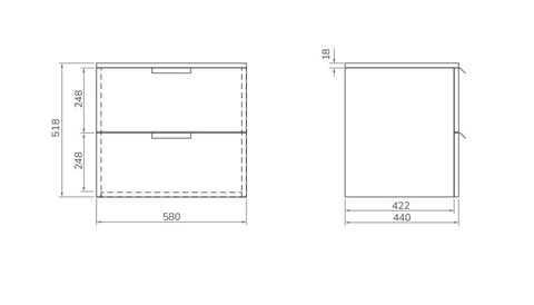 Sonas Stockholm 2 Drawer Wall Hung Unit With Countertop