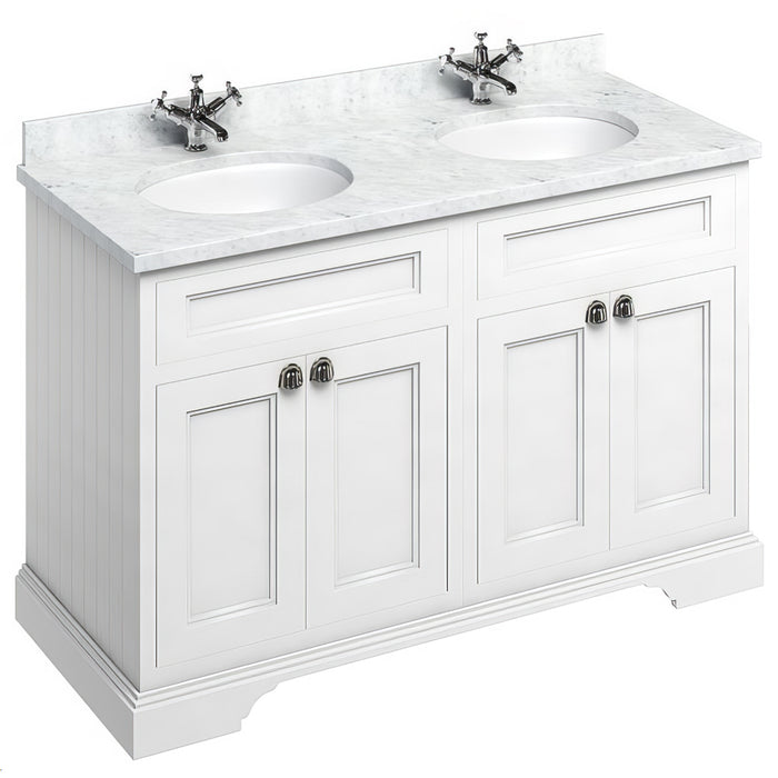 Burlington 1300mm 4 Door Floorstanding Vanity Unit with Worktop and Double Basin
