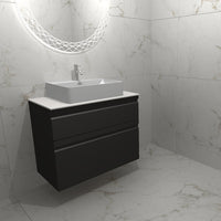 Dansani 80cm Integrated handle vanity unit with worktop and basin in Matt Black