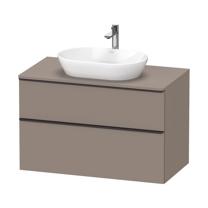 Duravit D-Neo Wall Mounted 2-Drawer Vanity Unit With Worktop - Basalt