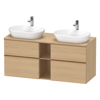 Duravit D-Neo 1400 Wall Mounted 4-Drawer Double Vanity Unit With Worktop - Natural Oak