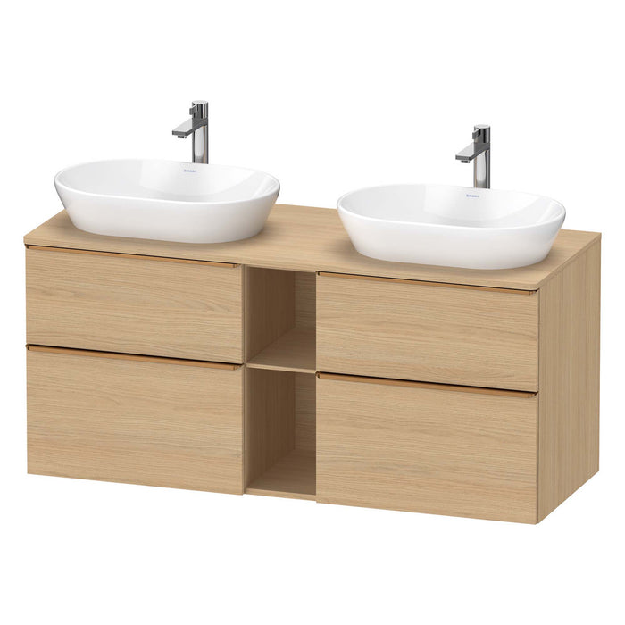 Duravit D-Neo 1400 Wall Mounted 4-Drawer Double Vanity Unit With Worktop - Natural Oak