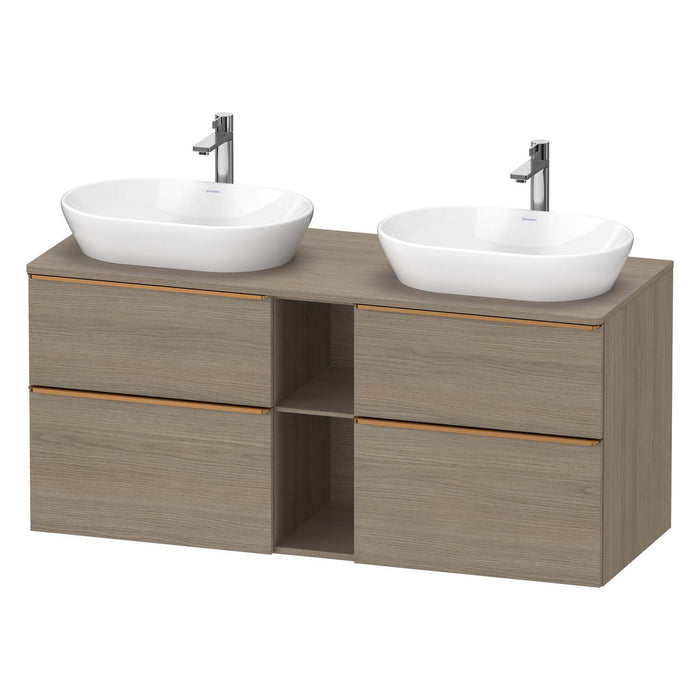 Duravit D-Neo 1400 Wall Mounted 4-Drawer Double Vanity Unit With Worktop - Oak Terra