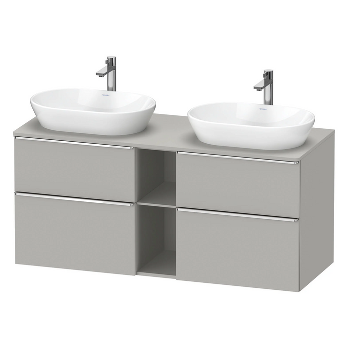 Duravit D-Neo 1400 Wall Mounted 4-Drawer Double Vanity Unit With Worktop - Concrete Grey