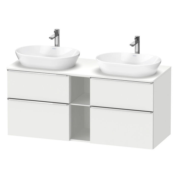 Duravit D-Neo 1400 Wall Mounted 4-Drawer Double Vanity Unit With Worktop - Matt White