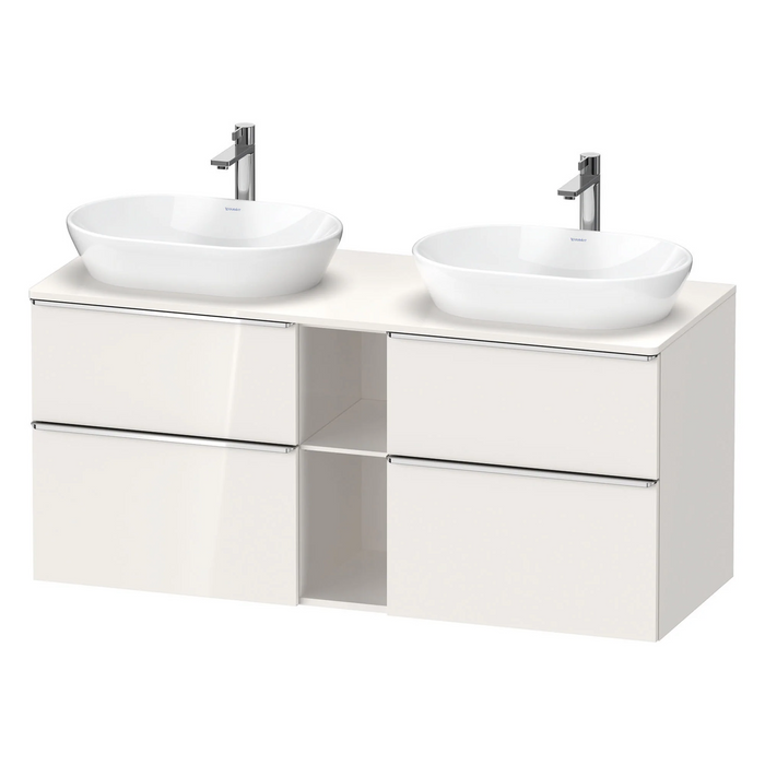 Duravit D-Neo 1400 Wall Mounted 4-Drawer Double Vanity Unit With Worktop - Gloss White