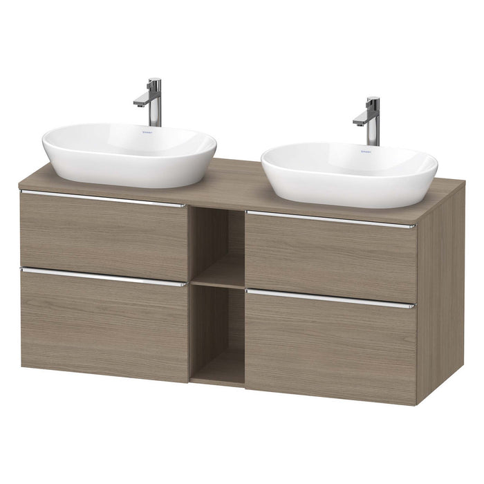 Duravit D-Neo 1400 Wall Mounted 4-Drawer Double Vanity Unit With Worktop - Oak Terra