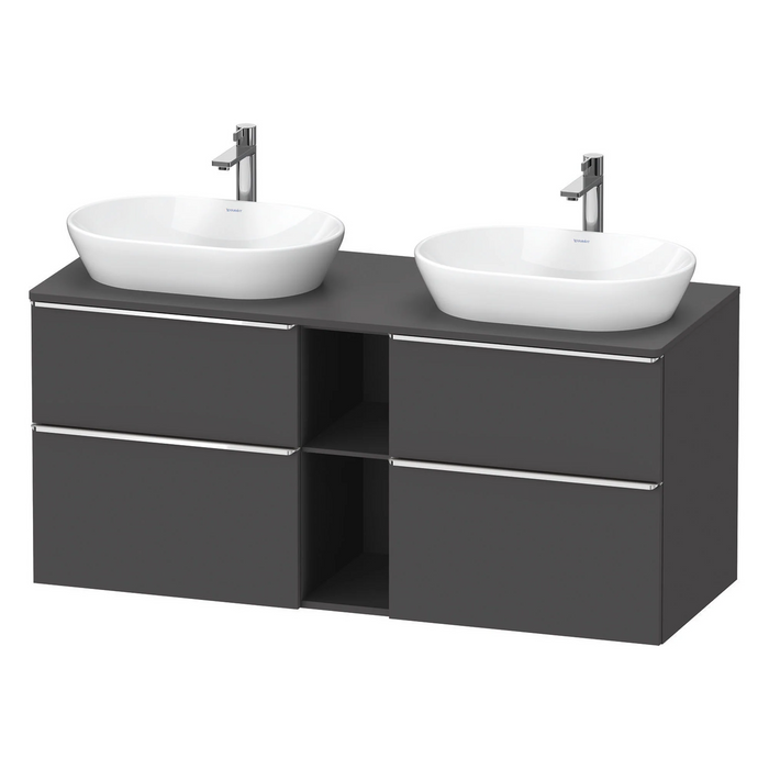 Duravit D-Neo 1400 Wall Mounted 4-Drawer Double Vanity Unit With Worktop - Matt Graphite