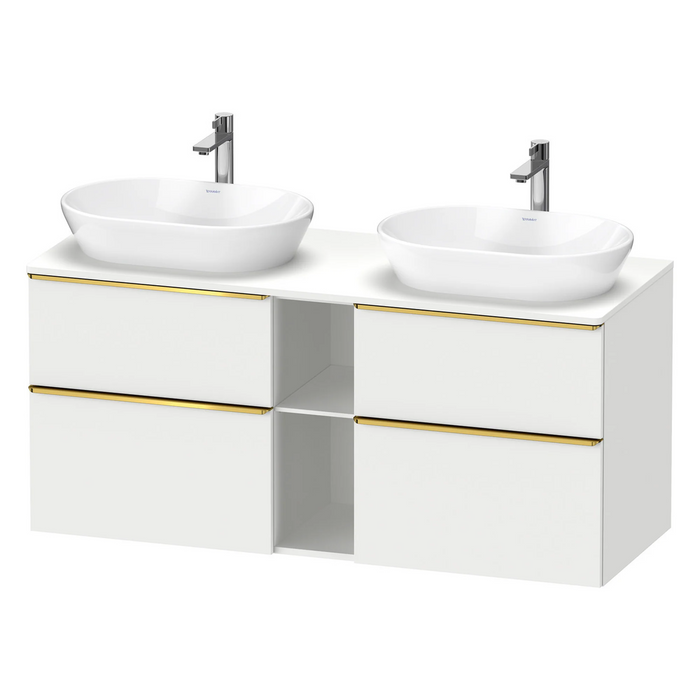 Duravit D-Neo 1400 Wall Mounted 4-Drawer Double Vanity Unit With Worktop - Matt White