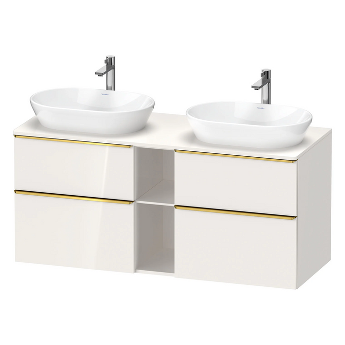 Duravit D-Neo 1400 Wall Mounted 4-Drawer Double Vanity Unit With Worktop - Gloss White