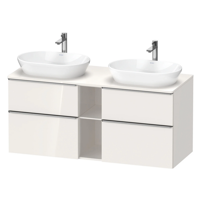 Duravit D-Neo 1400 Wall Mounted 4-Drawer Double Vanity Unit With Worktop - Gloss White