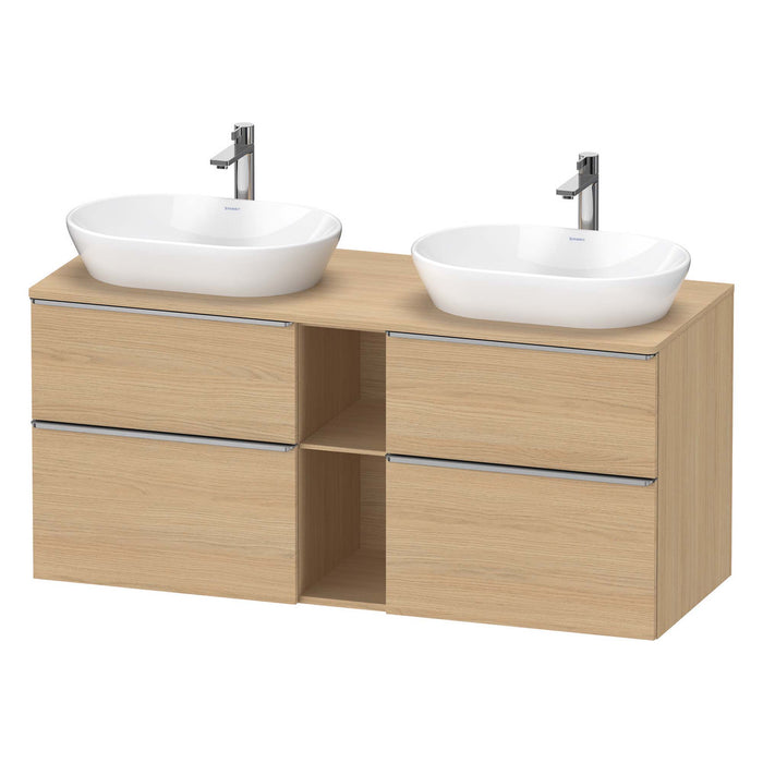 Duravit D-Neo 1400 Wall Mounted 4-Drawer Double Vanity Unit With Worktop - Natural Oak
