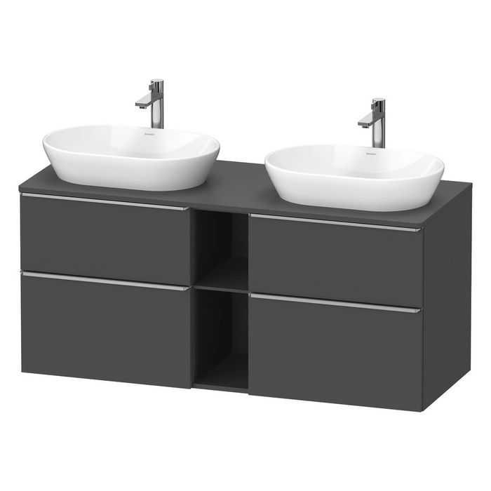 Duravit D-Neo 1400 Wall Mounted 4-Drawer Double Vanity Unit With Worktop - Matt Graphite