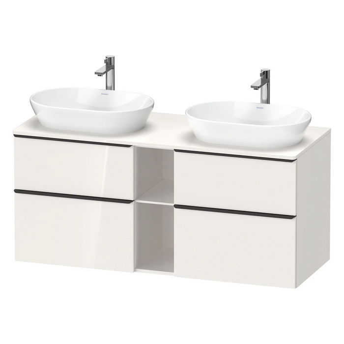 Duravit D-Neo 1400 Wall Mounted 4-Drawer Double Vanity Unit With Worktop - Gloss White