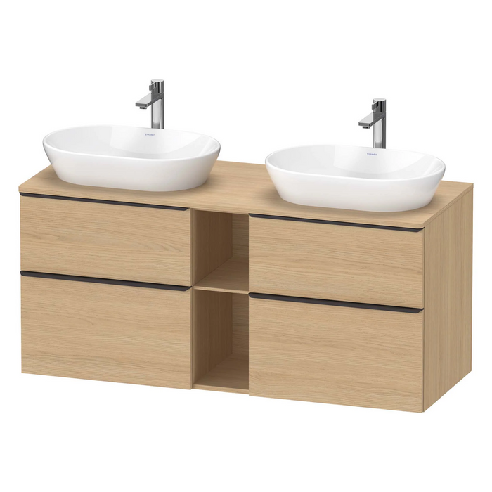 Duravit D-Neo 1400 Wall Mounted 4-Drawer Double Vanity Unit With Worktop - Natural Oak