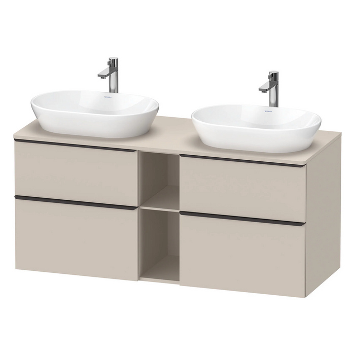 Duravit D-Neo 1400 Wall Mounted 4-Drawer Double Vanity Unit With Worktop - Taupe