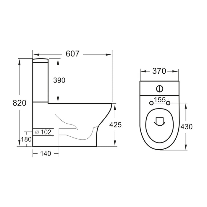 Scudo Deia Rimless Closed Back Close Coupled Toilet with Soft Close Seat