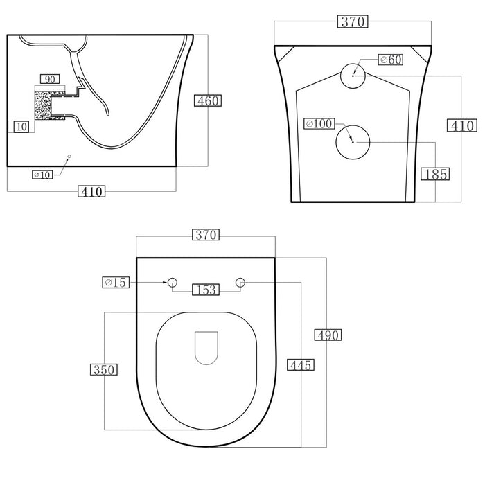 Scudo Deia Rimless Comfort Height Back To Wall Toilet with Soft Close Seat