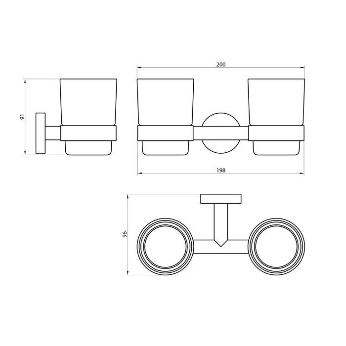 Scudo Delta Double Tumbler Holder - Chrome