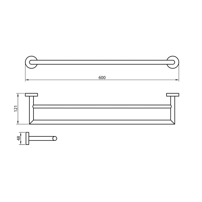 Scudo Delta Double Towel Bar - 600mm - Chrome