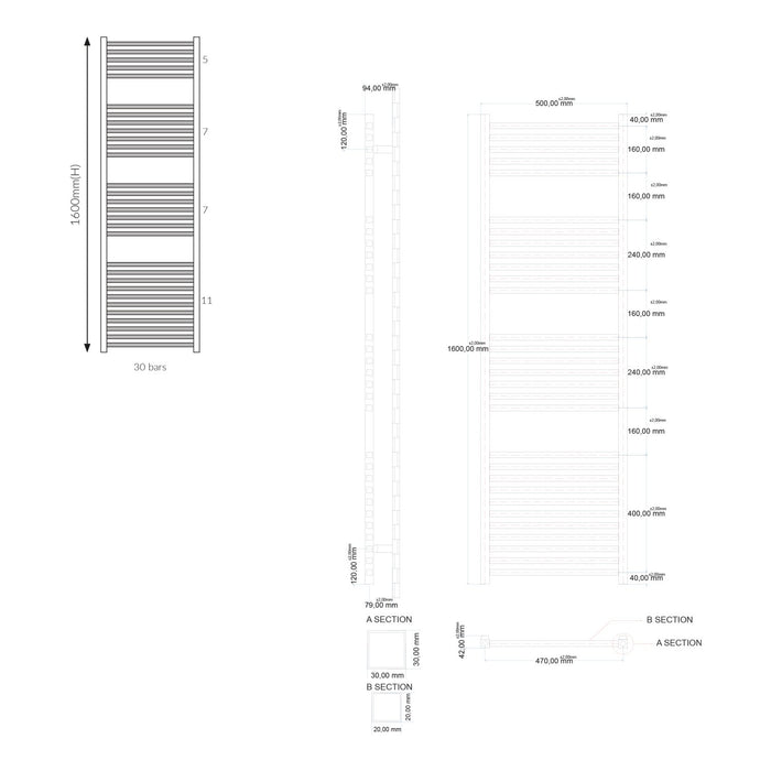 Scudo Simona Designer Heated Towel Rail - Chrome