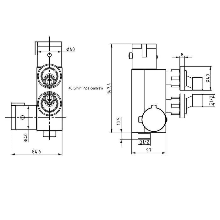 Scudo Thermostatic Vertical Douche Valve
