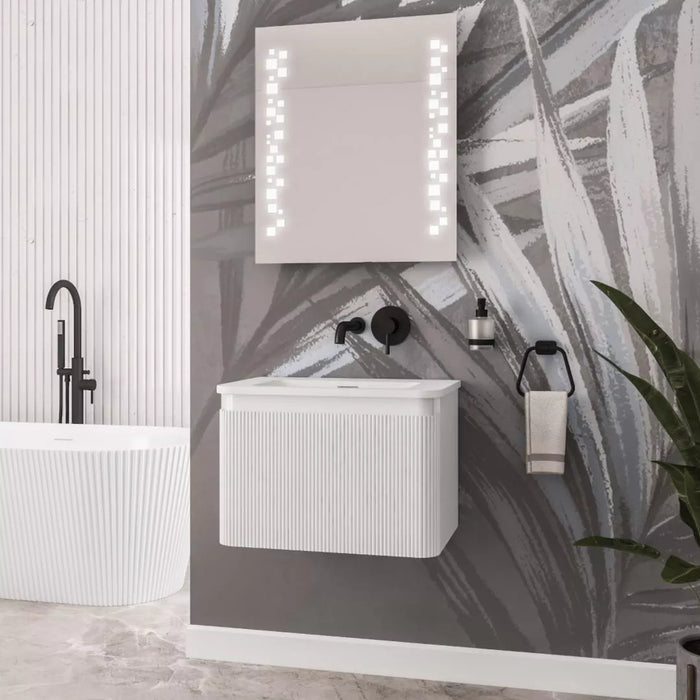 Eastbrook Belice 1 Drawer Fluted Wall Hung Vanity Unit With Basin - 600mm Wide