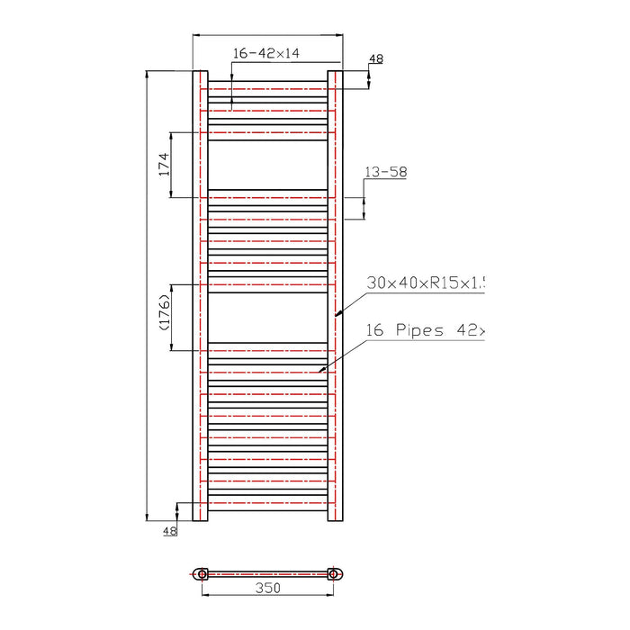 Eastbrook Staverton Straight Heated Towel Rail Chrome