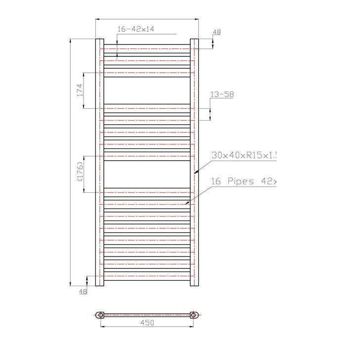 Eastbrook Staverton Straight Heated Towel Rail Chrome