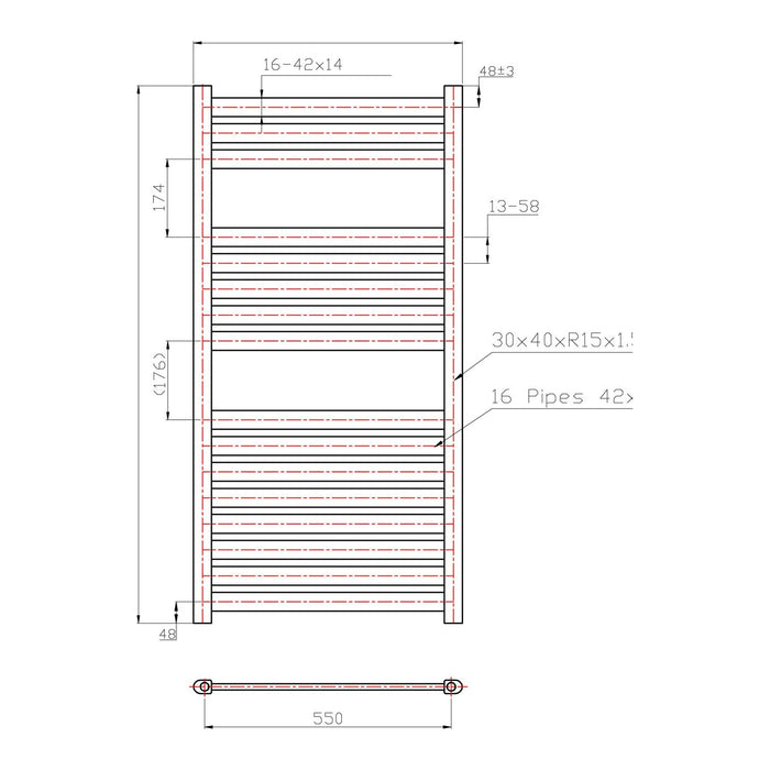 Eastbrook Staverton Straight Heated Towel Rail White