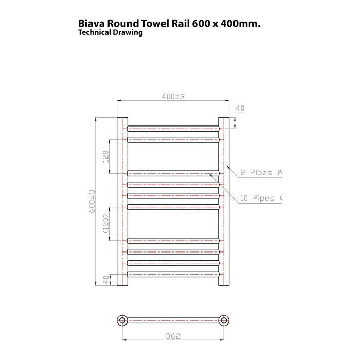 Eastbrook Biava Round Straight Heated Towel Rail White