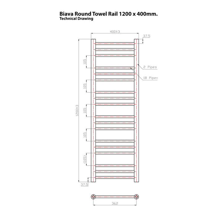 Eastbrook Biava Round Straight Heated Towel Rail White