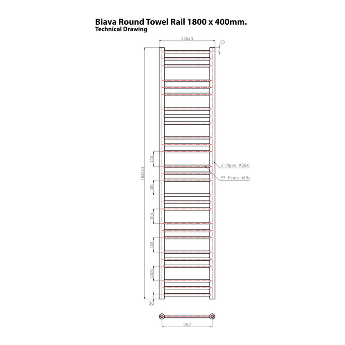 Eastbrook Biava Round Straight Heated Towel Rail White