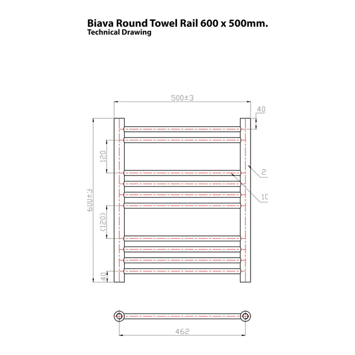 Eastbrook Biava Round Straight Heated Towel Rail White