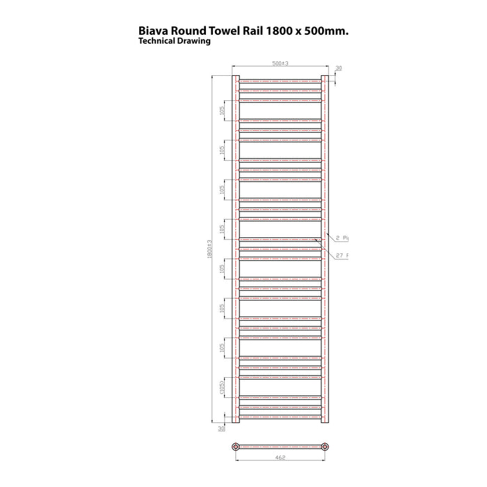 Eastbrook Biava Round Straight Heated Towel Rail White