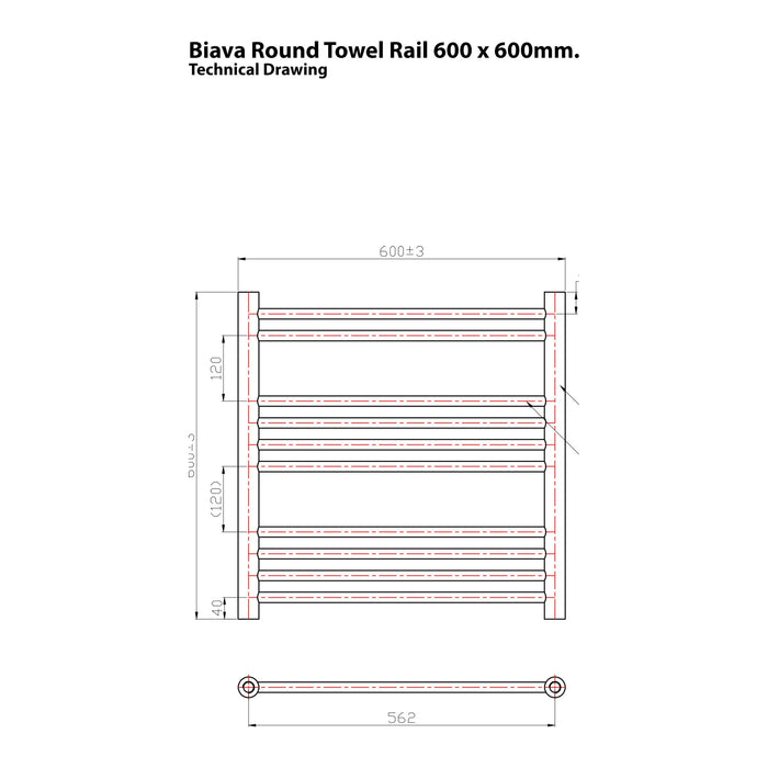 Eastbrook Biava Round Straight Heated Towel Rail White