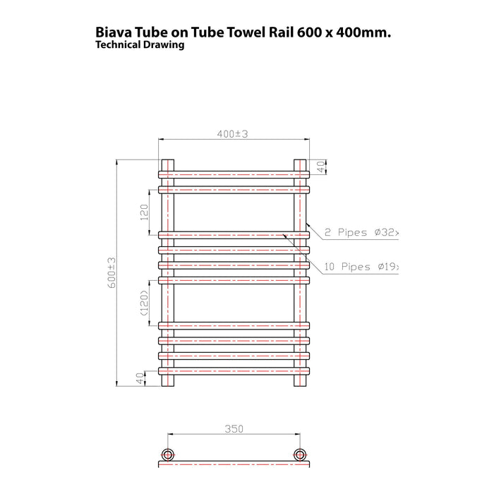 Eastbrook Biava Tube On Tube Designer Heated Towel Rail Chrome