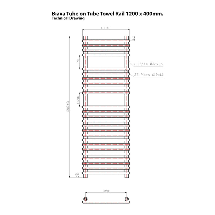 Eastbrook Biava Tube On Tube Designer Heated Towel Rail Chrome