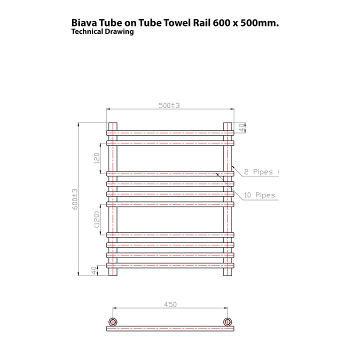 Eastbrook Biava Tube On Tube Designer Heated Towel Rail Chrome