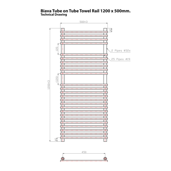 Eastbrook Biava Tube On Tube Designer Heated Towel Rail Chrome
