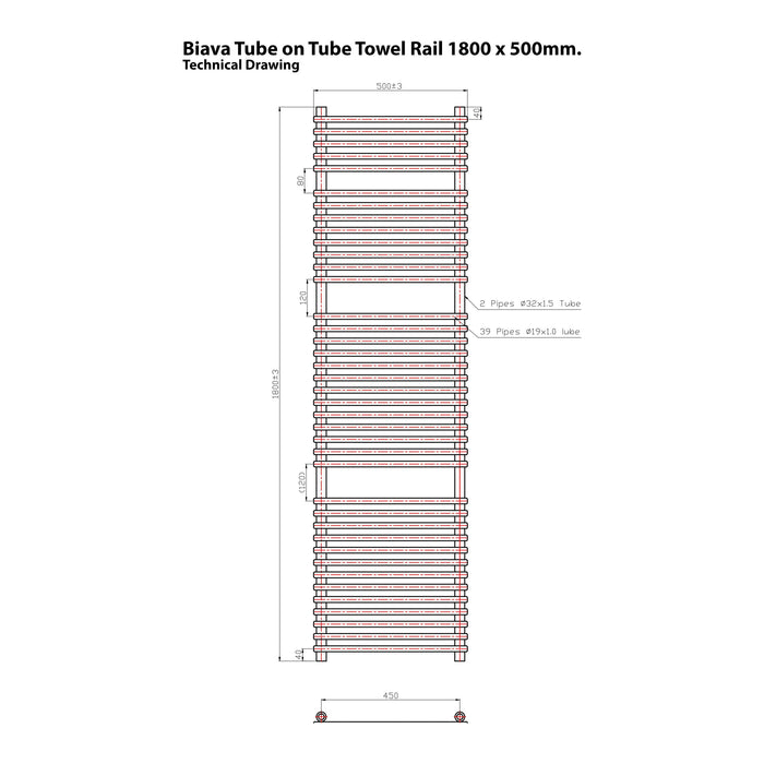 Eastbrook Biava Tube On Tube Designer Heated Towel Rail Chrome