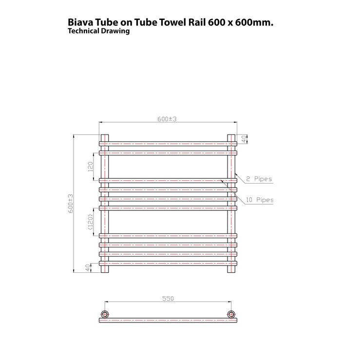 Eastbrook Biava Tube On Tube Designer Heated Towel Rail Chrome